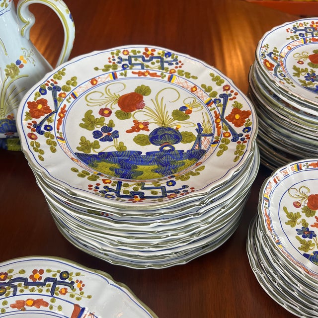 1970s 62 Piece Set of Italian Faenza Blue Carnation Pottery Chairish