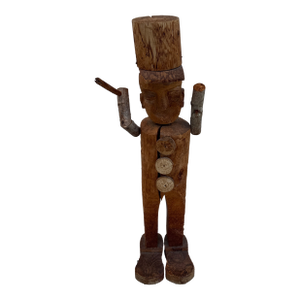 Large Scale 1970s Hand Carved Folk Art Wood Sculpture of a Toy Soldier
