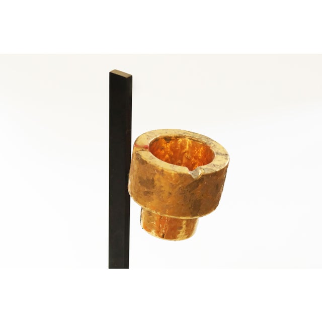 Vintage 20th Century Stand Ashtray in Black and Gold Metal For Sale - Image 4 of 10