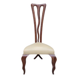 Vintage Side Chair With Mahogany X-Leg Base Attributed to Christopher Guy For Sale