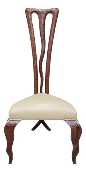 Vintage Side Chair With Mahogany X-Leg Base Attributed to Christopher Guy