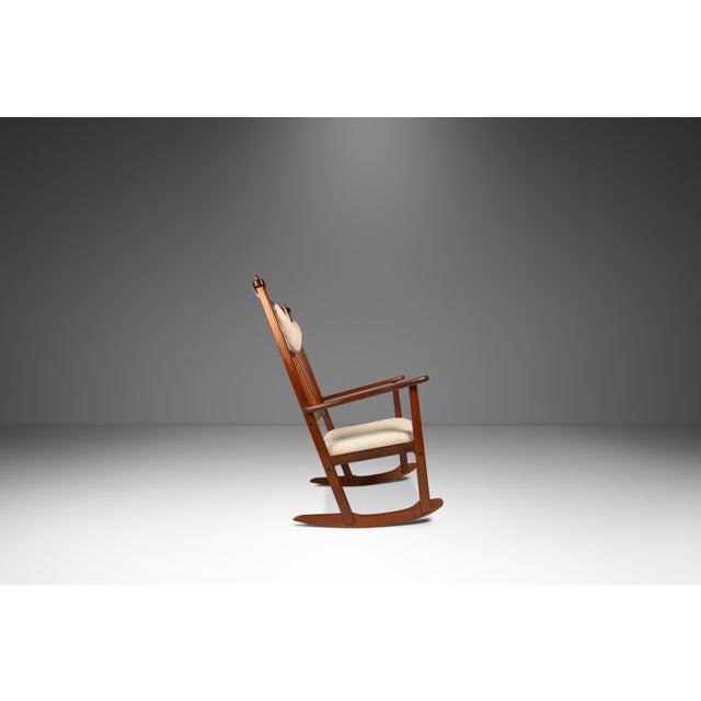 1960s Mid-Century Scandinavian Modern Rocking Chair in Solid Teak & Bouclé by Yngve Ekström for Swedese, Sweden, C. 1960s For Sale - Image 5 of 18