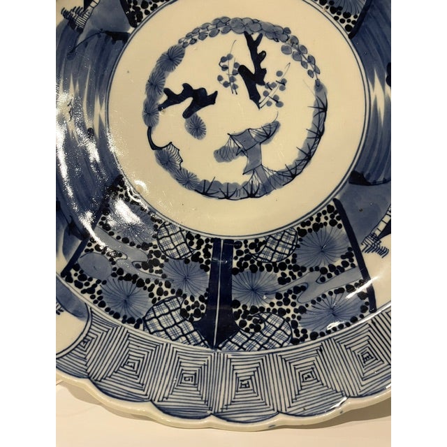 Antique Blue and White 17" Wide Fuyode Plate - Circa 1830 For Sale - Image 11 of 17