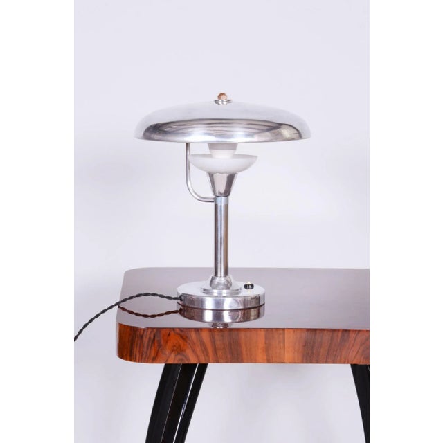 Bauhaus Table Lamp in Nickle-Plated Steel attributed to Franta Anýž, 1920s For Sale - Image 6 of 10