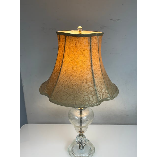 Champagne Vintage Cut Glass Table Lamp For Sale - Image 8 of 12