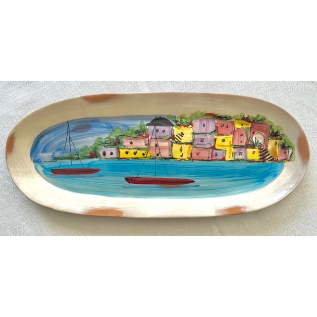 Mid 20th Century Pair of Mid 20th Century Vietri La Fenice Italian Hand Painted Large Platters For Sale - Image 5 of 7