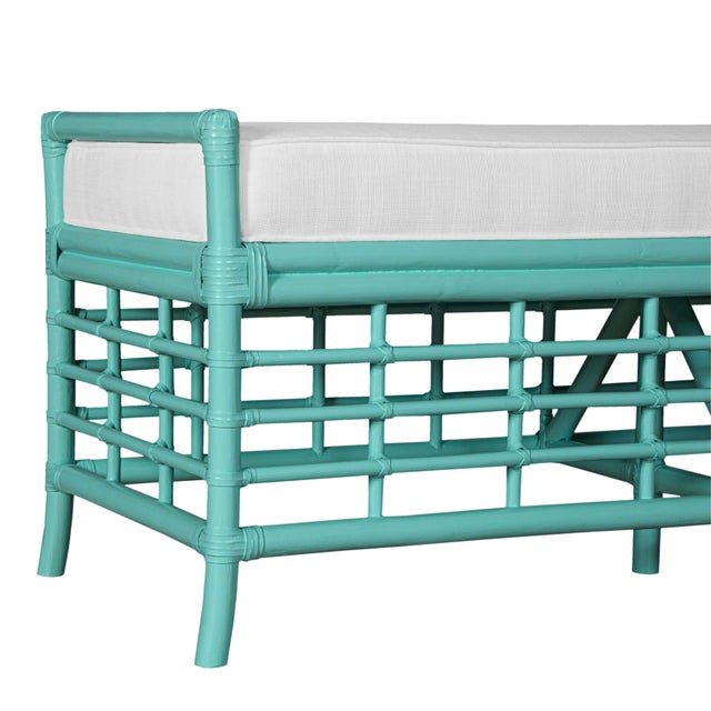 David Francis Luna Bench - Turquoise For Sale - Image 4 of 7