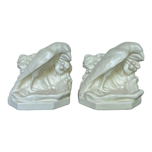 Pair of Rookwood Ceramic Crow Bookends Bird For Sale