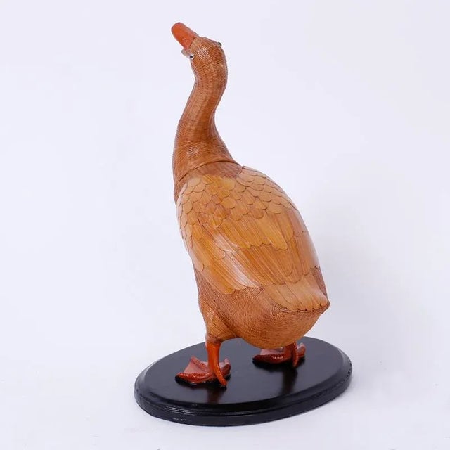 Midcentury Chinese Wicker Duck For Sale - Image 4 of 7