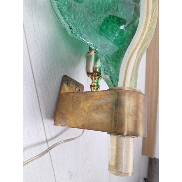 1990s Large Wall Light in Brass and Murano Glass, 1990s For Sale - Image 5 of 6