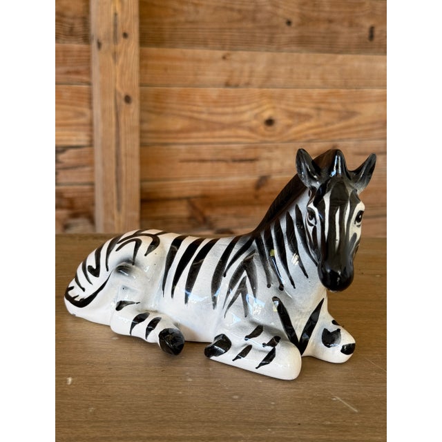 Vintage Regency Hand-Painted Ceramic Zebra Figurine by Sv Italy For Sale - Image 10 of 10