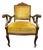 Late Victorian Carved Mahogany Armchair in Gold Velvet, Circa 1890–1910 For Sale