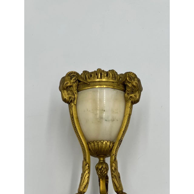 Pair, Louis Xvi Style French Gilt Bronze & White Marble Rams Head Cassolettes For Sale In Boston - Image 6 of 10
