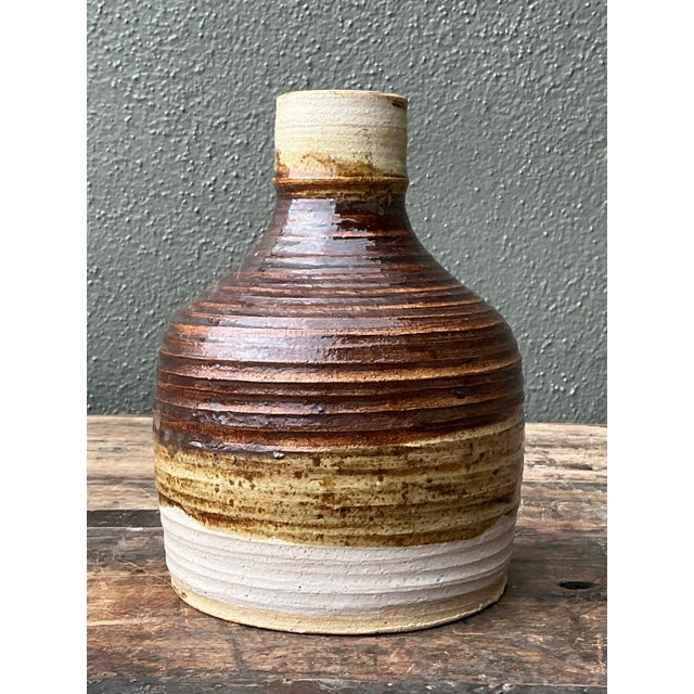 Vintage Original Striped Studio Pottery Vase For Sale - Image 11 of 12