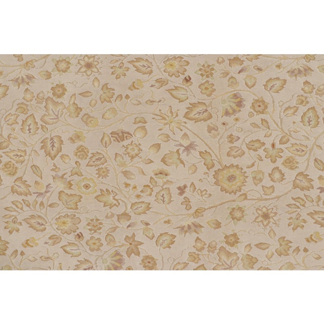 Rug & Kilim’s Tudor Style Rug in White With Beige-Brown Floral Patterns For Sale In New York - Image 6 of 8
