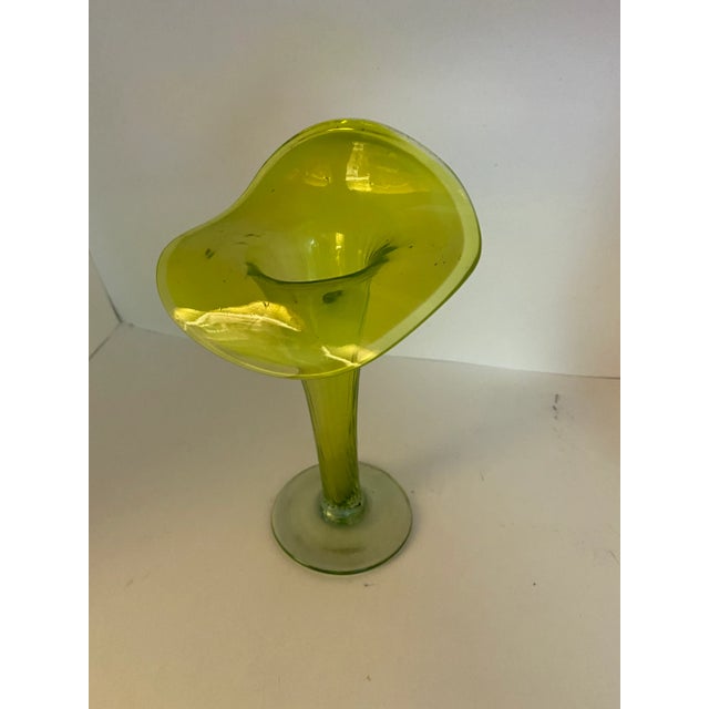 Chartreuse Antique Green Art Glass Vase, Jack-In-The-Pulpit For Sale - Image 8 of 10