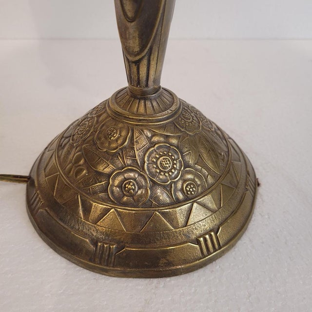 Art Deco Table Lamp in Bronze and Bent Glass from Muller Fréres, Luneville, France, 1930s For Sale - Image 18 of 18
