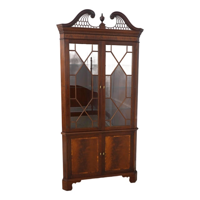 Stickley Mahogany 4 Door Corner Cabinet For Sale