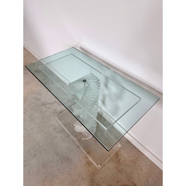 Lucite Helix Console Table With Custom Glass Top, Post Modern 1980s Handmade For Sale - Image 9 of 17