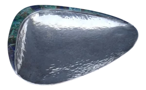 Mid 20th Century Los Castillo Hand-Hammered Silver, Lapis and Malachite Shell Dish