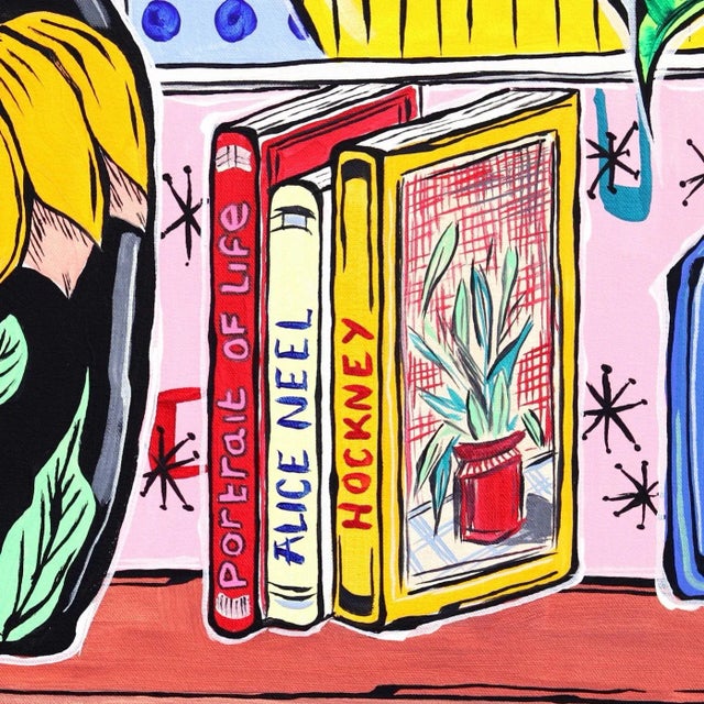 Textile "Collector" Contemporary Original Fauvist Interior Scene Painting by Jonjo Elliott For Sale - Image 7 of 10