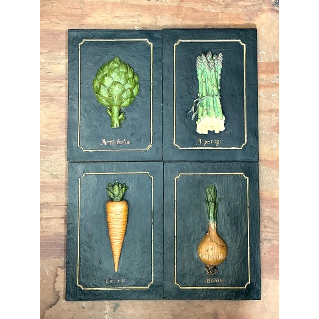 Vintage Vegetable Relief Wall Plaques - Set of 4 For Sale - Image 9 of 16