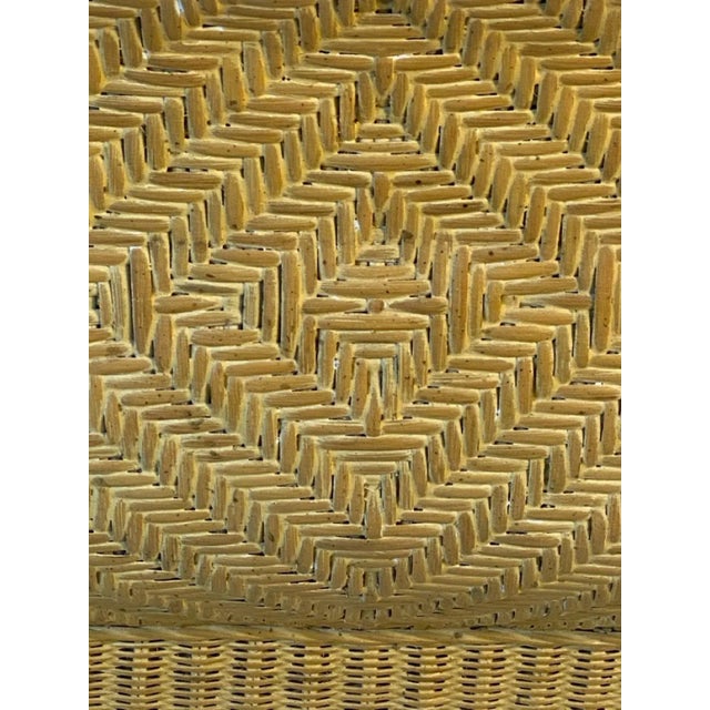 1980s Modern Travertine & Wicker Corseted Tables - A Pair For Sale - Image 10 of 11