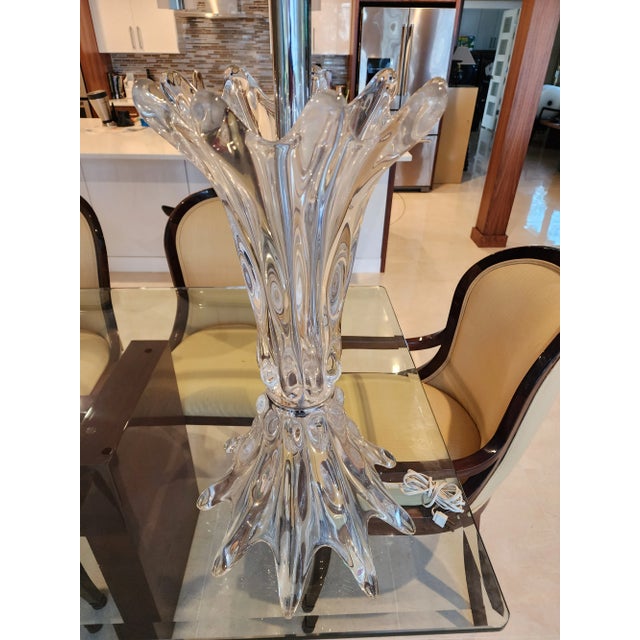 Seguso Large 1960s Mid-Century Modern Hand-Blown Murano Style Glass Sculptured Lamp For Sale - Image 4 of 13