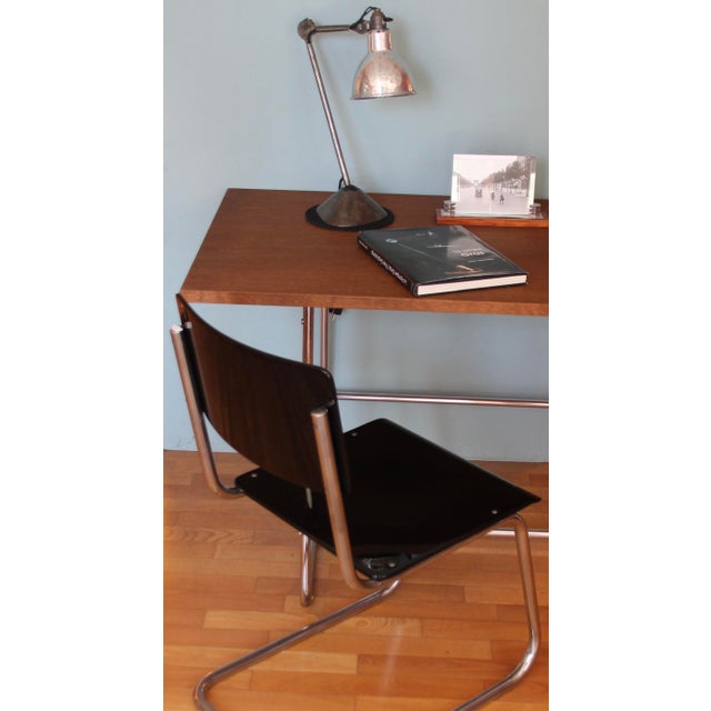 Bauhaus German Bauhaus Desk in Oak with Tubular Steel Base, 1930s For Sale - Image 3 of 12