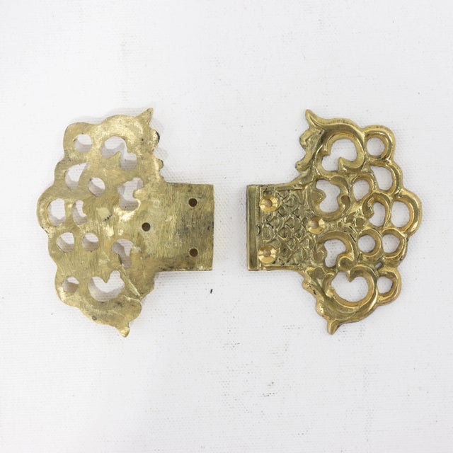 Vintage Brass Hollow Fish and Wave Pattern Cabinet Door Decorative Piece For Sale - Image 4 of 6