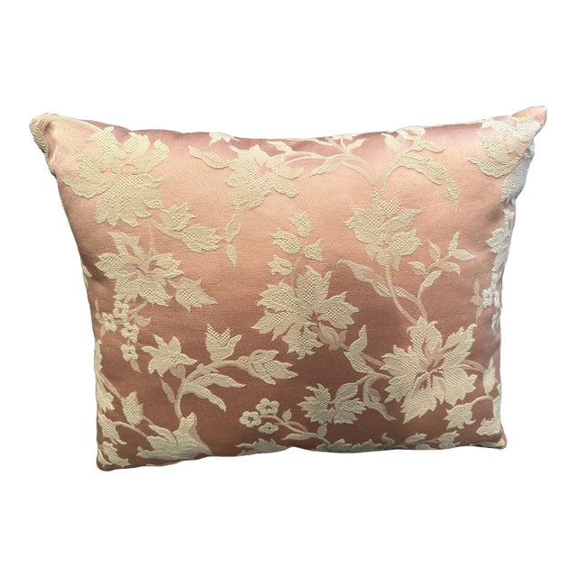 Pink and White Brocade Pillow With Synthetic Insert For Sale