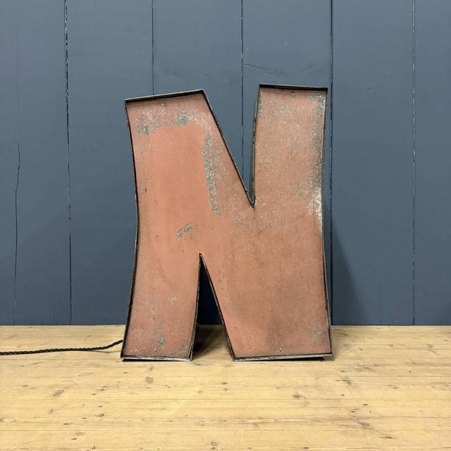 Large Zinc Letter N with Lighting, America For Sale - Image 4 of 16