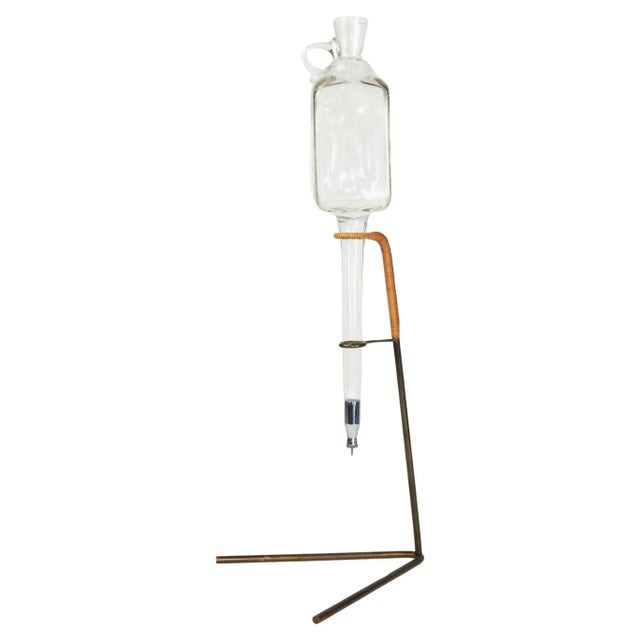 Metal Rare Werkstätte Carl Auböck Bronze, Cane and Art Glass Wine Decanter For Sale - Image 7 of 11