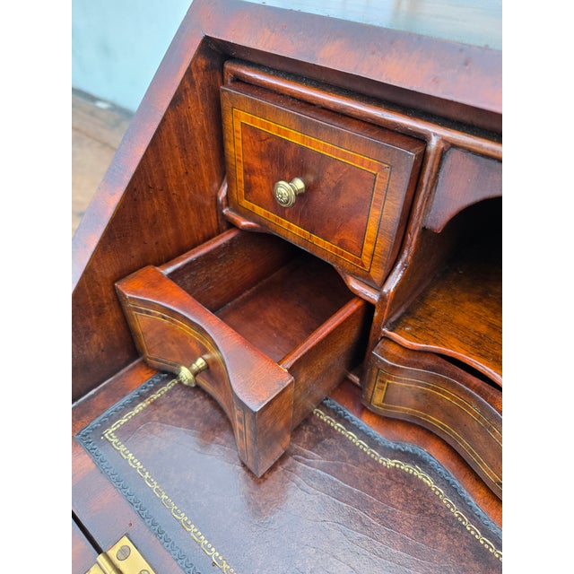1990s Fine Maitland Smith English Georgian Inlaid Table Top Writing Desk For Sale - Image 10 of 11