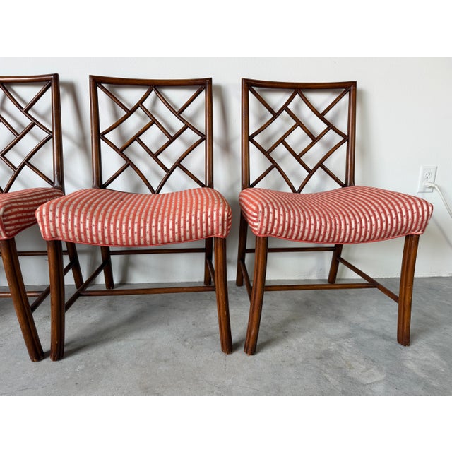 Wood 1960s English Georgian Chinese Chippendale Style Mahogany Cockpen Dining Chairs – Set of 4 For Sale - Image 7 of 17