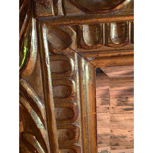 1990s Large Italian Carved Giltwood Mirror 68x46 For Sale - Image 9 of 13