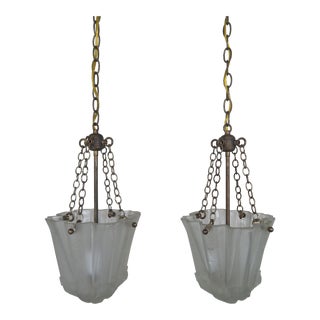 2-Light Art Nouveau Light Fixtures - A Pair For Sale