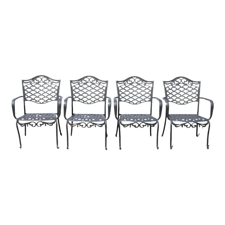Tuscan Mediterranean Style Black Aluminum Metal Garden Patio Dining