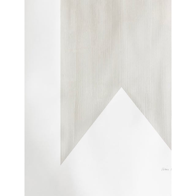 Contemporary "Triangle Up" Contemporary Minimalist Original Abstract Ivory Painting on Paper by Victoria Holly For Sale - Image 3 of 5
