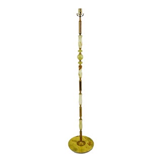 Art Deco Agate and Brass Floor Lamp For Sale