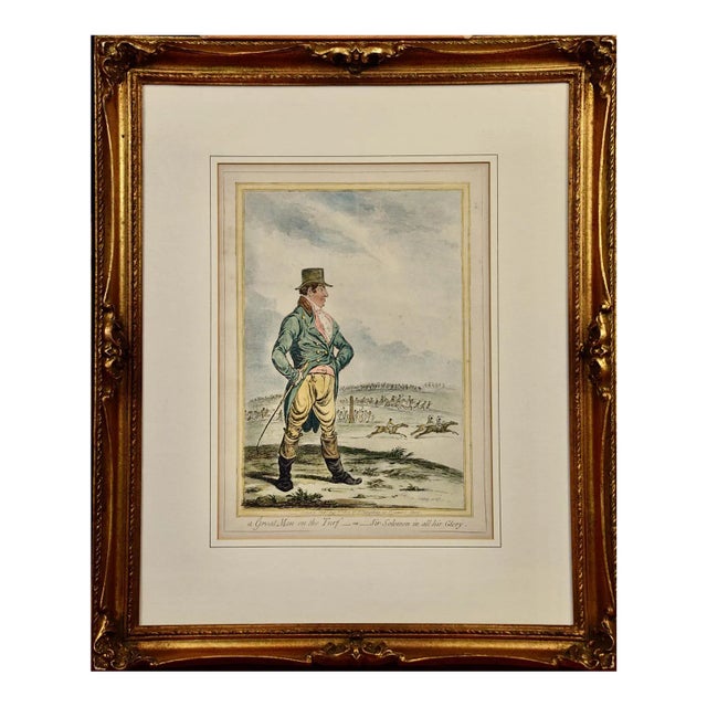"A Great Man on the Turf": A 19th Century James Gillray Hand-Colored Etching, 1803 For Sale