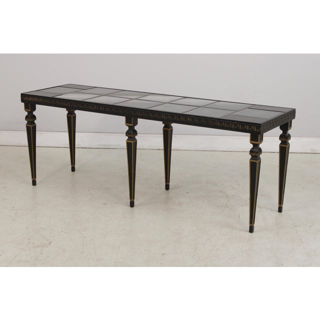 Age: Approx. 40 Years Old Details: High Quality Construction Smoked Glass Panels on Top Tapered Legs Greek Key Pattern...