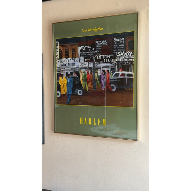 Figurative Michele Wood “Harlem” Signed Framed Print, Jazz Era Street Scene, 1994 For Sale - Image 3 of 9