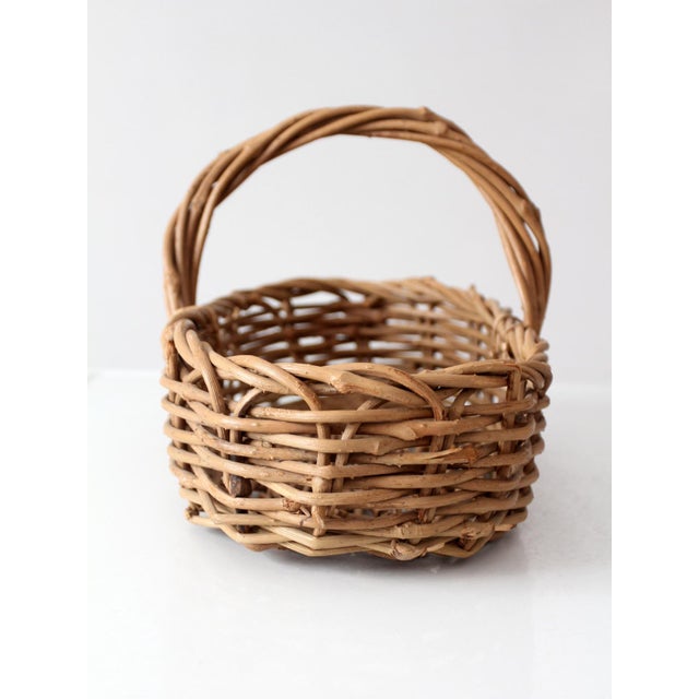 Wood Vintage Woven Gathering Basket For Sale - Image 7 of 14