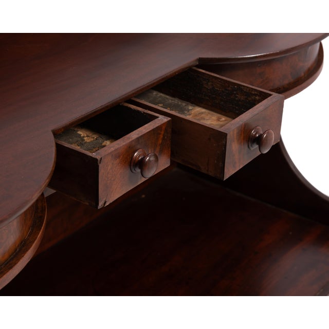 Antique Massachusetts Sheraton Double Washstand 6 Drawers Straight Gallery Server For Sale - Image 14 of 18
