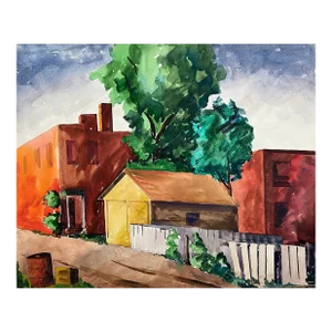 1930s James Wilson Indianapolis Alley Watercolor