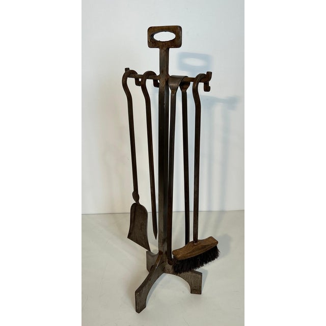 Black Modernist Steel Fireplace Tools on Stand For Sale - Image 8 of 12