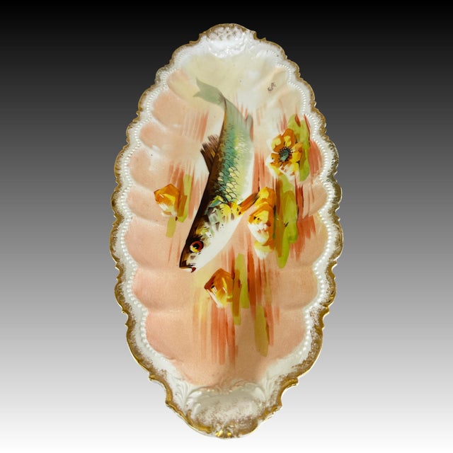 Limoges Coronet Hand Painted Fish Platter, Signed Gyp., Circa 1900 For Sale In San Diego - Image 6 of 9