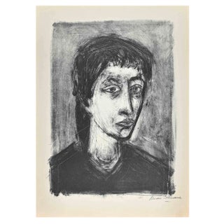 Andre Minaux, Portrait, Original Lithograph, Mid 20th Century For Sale