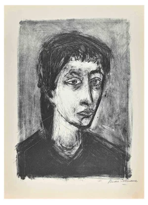 Andre Minaux, Portrait, Original Lithograph, Mid 20th Century